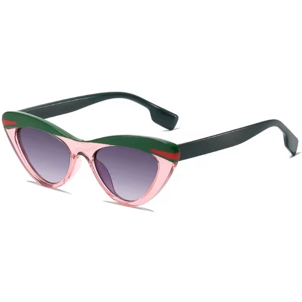 Women's Pink Cat-Eye Sunglasses with Green Trim